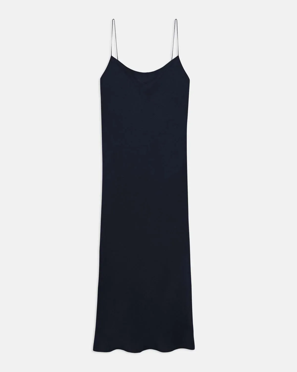 Washed Twill Smocked Slip Dress - Navy