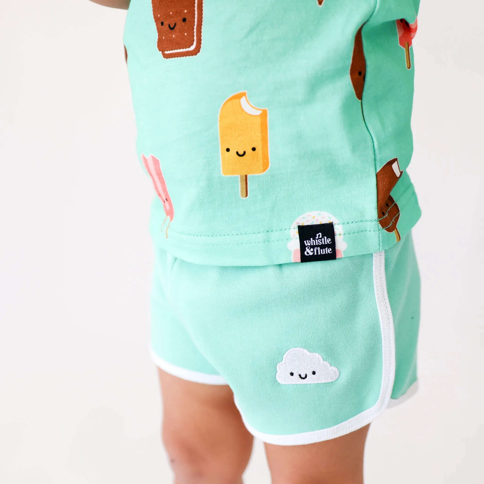 Whistle & Flute Kawaii Cloud Running Shorts - Seafoam