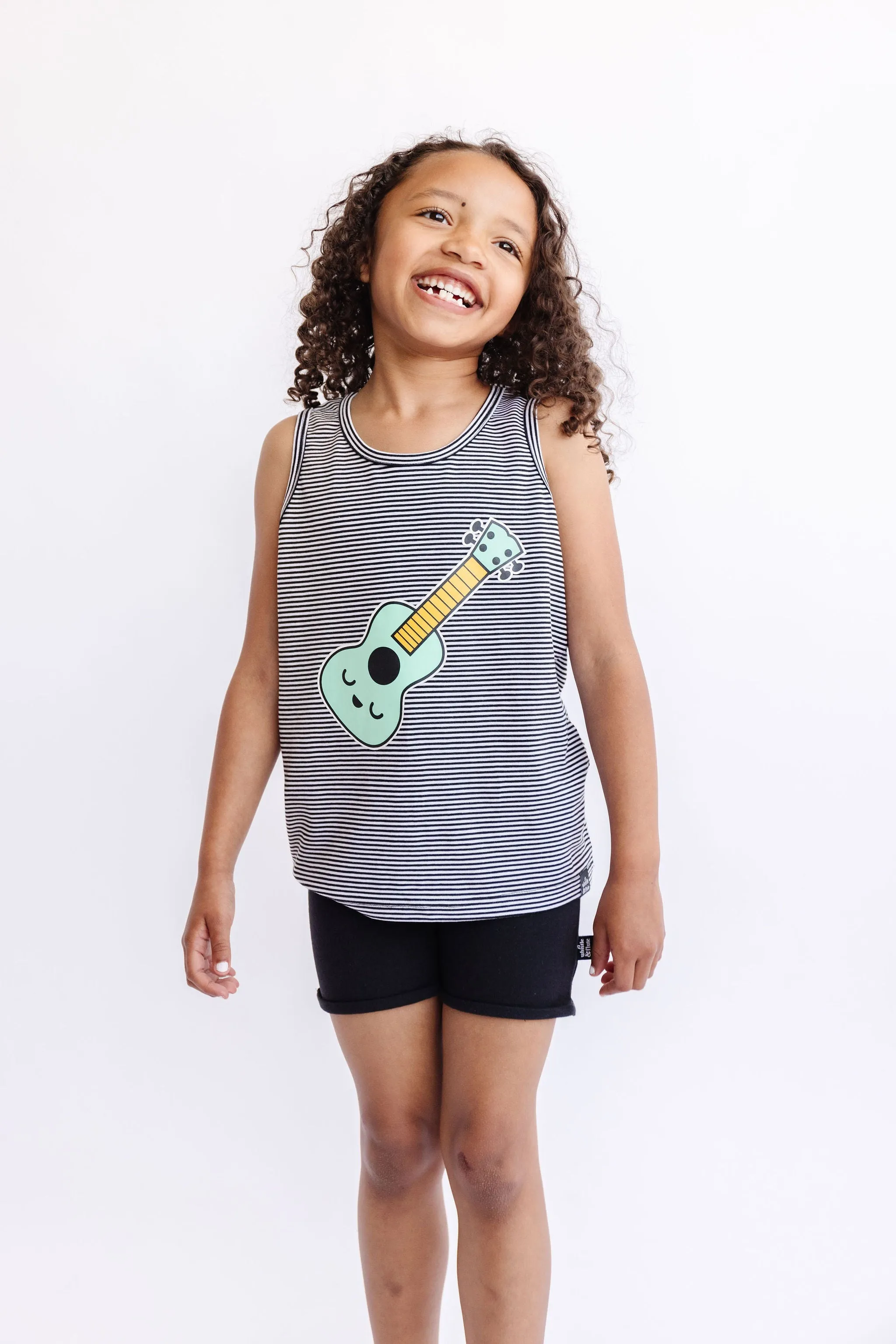 Whistle & Flute Kawaii Ukulele Striped Tank Top