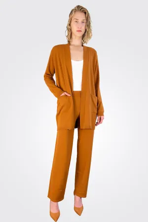Wide Knitted Trousers - Brown