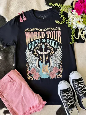 World Tour Rock n Roll Black Tee