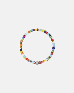 Wristband With Assorted Vintage Trifocal Beads And Silver