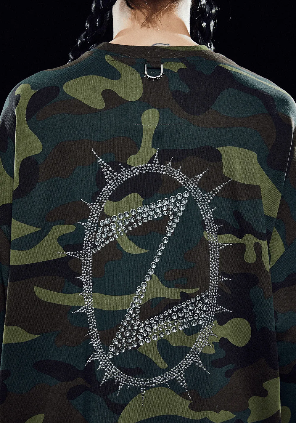 ZOZOKILLA Camouflage Long sleeved Tshirt/Sweatshirt with Hot Fix Rhinestone LOGO