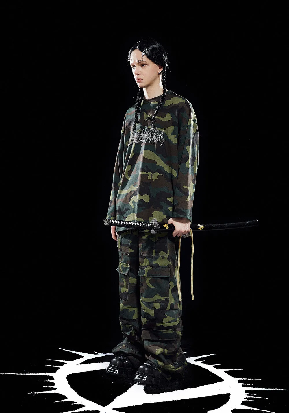 ZOZOKILLA Camouflage Long sleeved Tshirt/Sweatshirt with Hot Fix Rhinestone LOGO