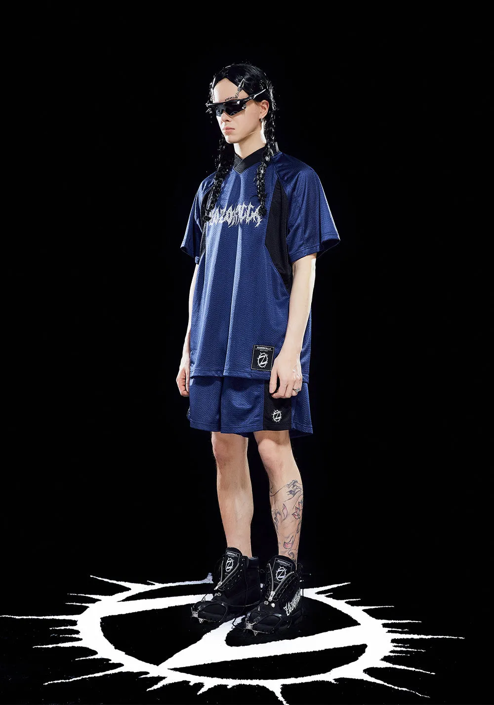 ZOZOKILLA Dark Blue Mesh Sports Jersey T - shirt