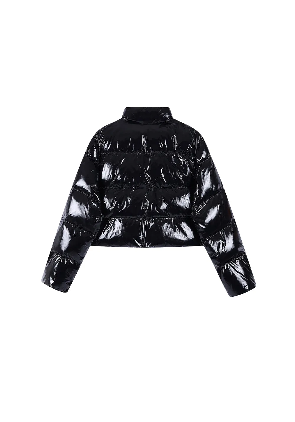 ZOZOKILLA Ultra-short Down Jacket with Stand Collar and Coated Nylon